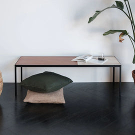 FURNIFIED Bench Greg Beige Marble Teak 135cm