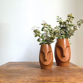 OPJET PARIS Mini Brown Ceramic Face Vase 13cm