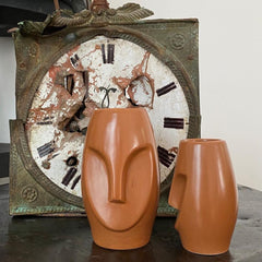 OPJET PARIS Mini Brown Ceramic Face Vase 13cm