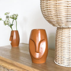 OPJET PARIS Extra Mini Brown Ceramic Face Vase 10cm