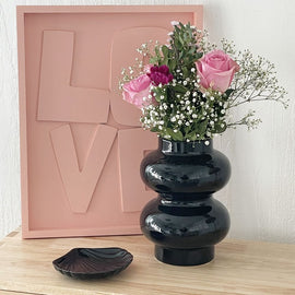 OPJET PARIS Vase Double Black Ceramic 20cm