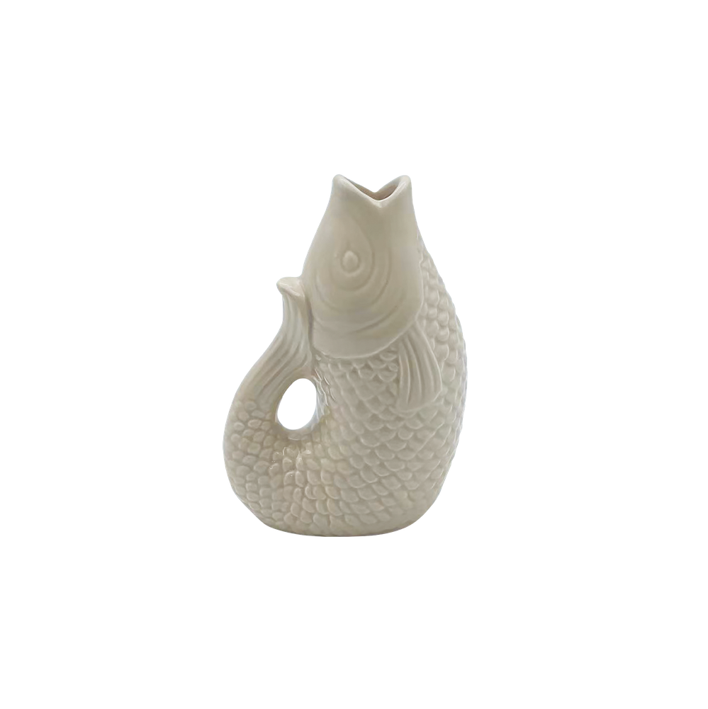 OPJET PARIS Fish ceramic Vase sand color 12cm
