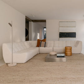 FURNIFIED Corner Sofa Lemont Large Ivory Boucle 344cm