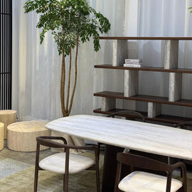 FURNIFIED Dining Table Lorient  Smoke Wood Base