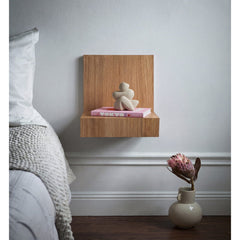 MAZE Bedside Table L-shelf Right Oak 30cm