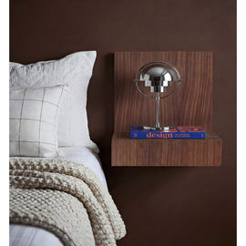 MAZE Bedside Table L-shelf Right Walnut 30cm