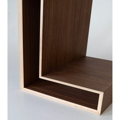 MAZE Bedside Table L-shelf Right Walnut 30cm