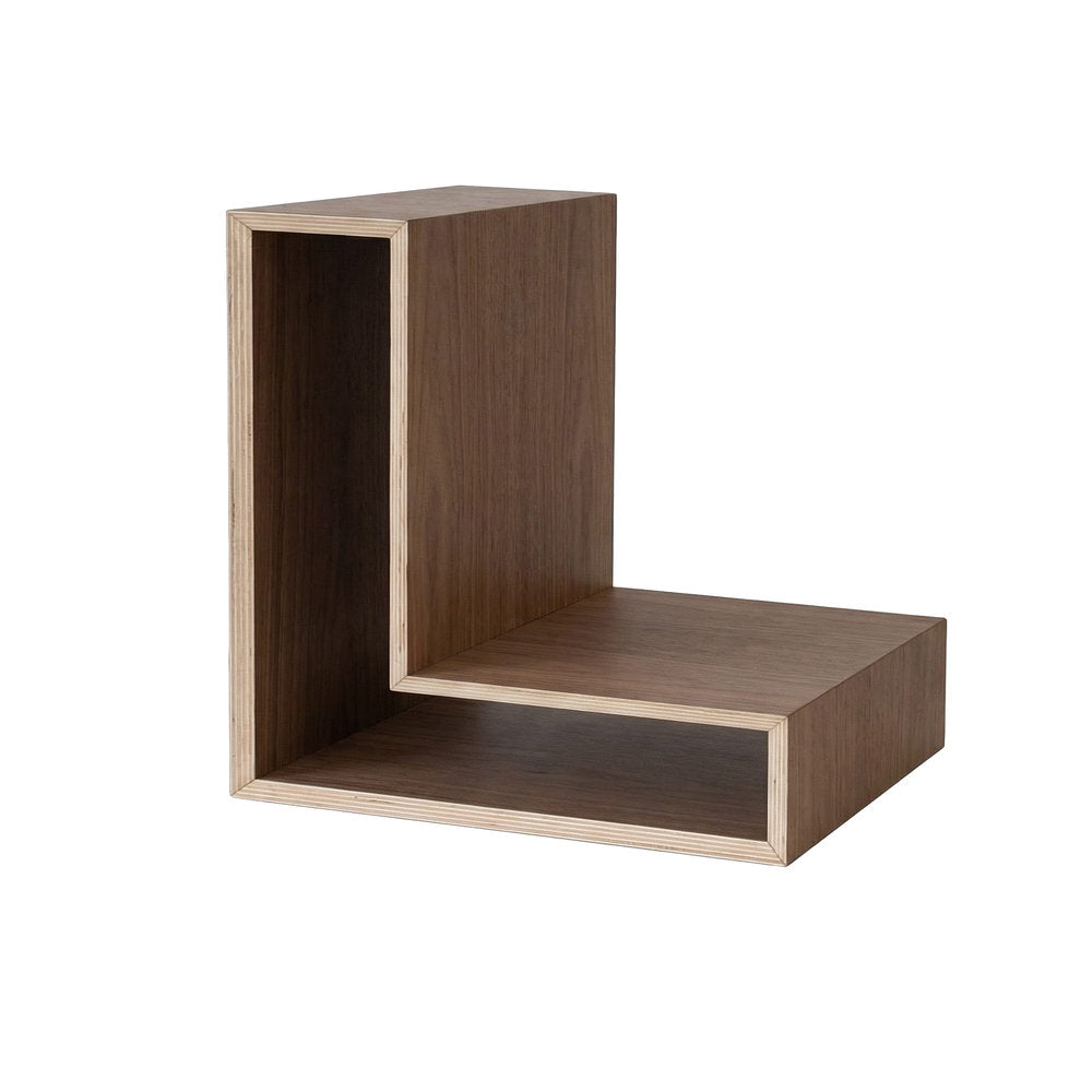MAZE Bedside Table L-shelf Right Walnut 30cm