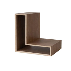 MAZE Bedside Table L-shelf Right Walnut 30cm