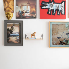 MAZE Shelf Pythagoras XS Oak Shelf + 2 Black Brackets