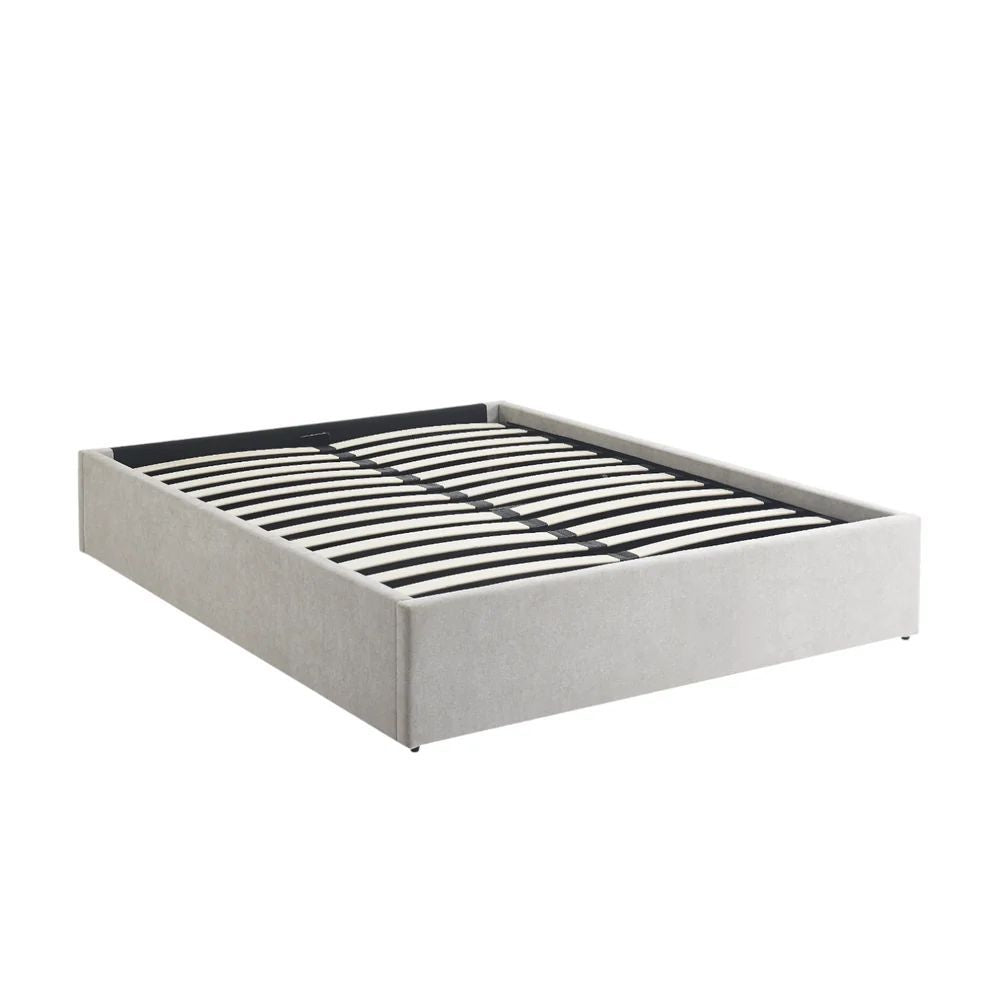 ZAGO Bed Storage Neos Wood Fabric Beige 160x200cm