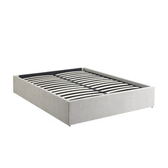 ZAGO Bed Storage Neos Wood Fabric Beige 160x200cm