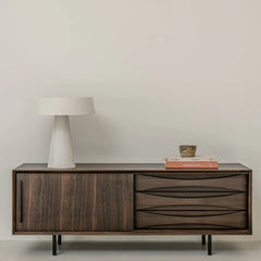 FURNIFIED Sideboard Drawers Oskar  Smoke Wood 140cm