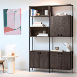 FURNIFIED Wall Cabinet Sarzeau Walnut 190cm