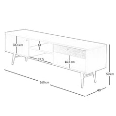 ZAGO TV Cabinet Verona metal legs black oak 160cm
