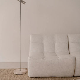 FURNIFIED Floor Lamp Vexa White Travertine Base 150cm