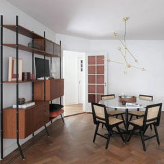 FURNIFIED Shelving Unit Scandinavian Metal Wood 230cm