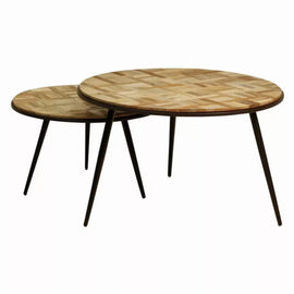 ZAGO Nested Coffee Tables Woody Recycled Teck 74cm