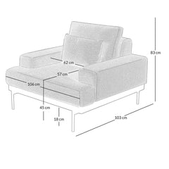 ZAGO Armchair Yoko Corduroy Light Grey Fabric