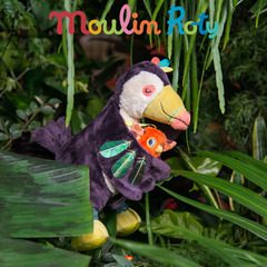 MOULIN ROTY Small bird pull along toy "Dans la jungle"