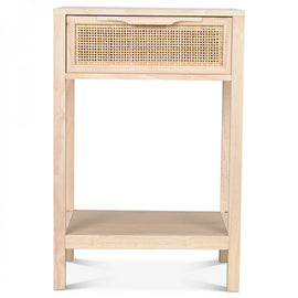 OPJET PARIS Bedside Table Juju 1 Drawer Wood & Cane Rattan 60cm