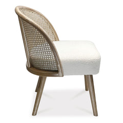 OPJET PARIS Armchair Sharing Cane Natural Terry Fabric White