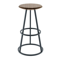 HARTO Bar Stool Gustave Walnut Slate Grey Metal 77cm