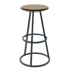 HARTO Bar Stool Gustave Walnut Slate Grey Metal 77cm