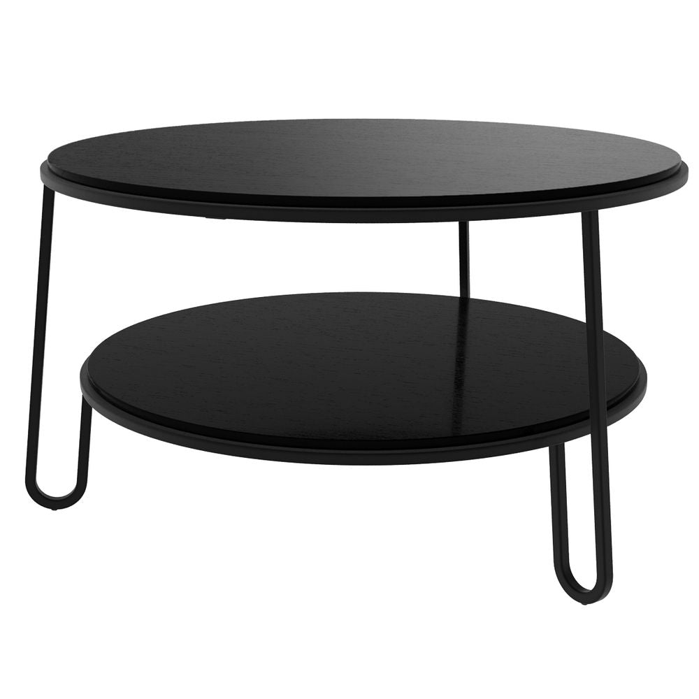 HARTO Coffee Table Eugénie Tinted Black Oak and Black Metal 70cm