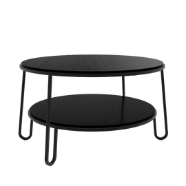 HARTO Coffee Table Eugénie Tinted Black Oak and Black Metal 90cm