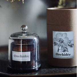 OPJET PARIS Candle White Orchid In Glass Cloche 18cm