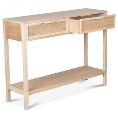 OPJET PARIS Console Desk Juju 2 Drawers Cane Rattan 100cm