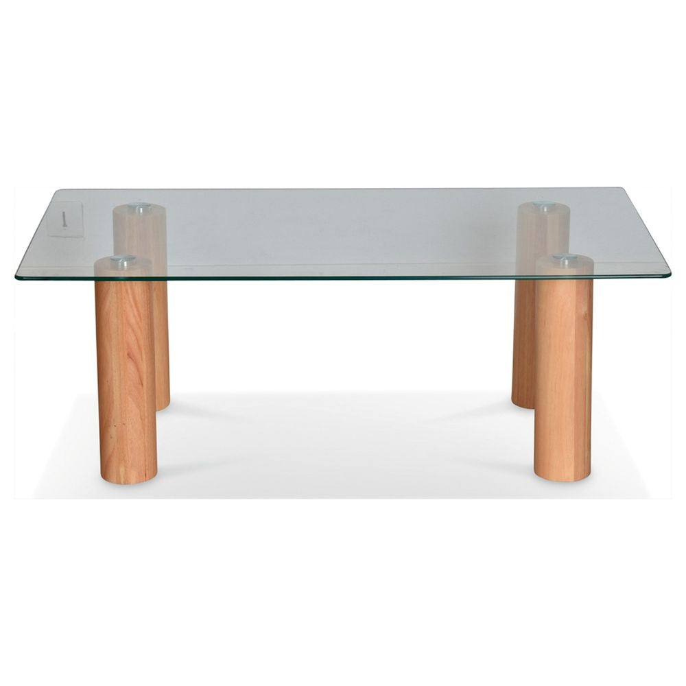 OPJET PARIS Coffee Table Rectangular Studio Rubberwood & Glass 110cm