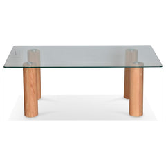OPJET PARIS Coffee Table Rectangular Studio Rubberwood & Glass 110cm