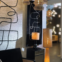 OPJET PARIS Floor Lamp Saturne Caned Raffia 130cm