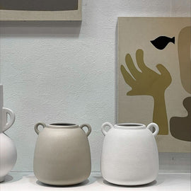 OPJET PARIS Textured Ceramic Vase Marti White 17cm