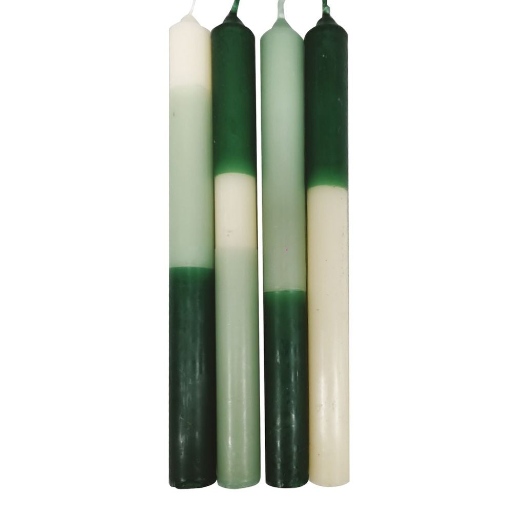 OPJET PARIS Set of 4 Candles Two-Tone Green 25cm