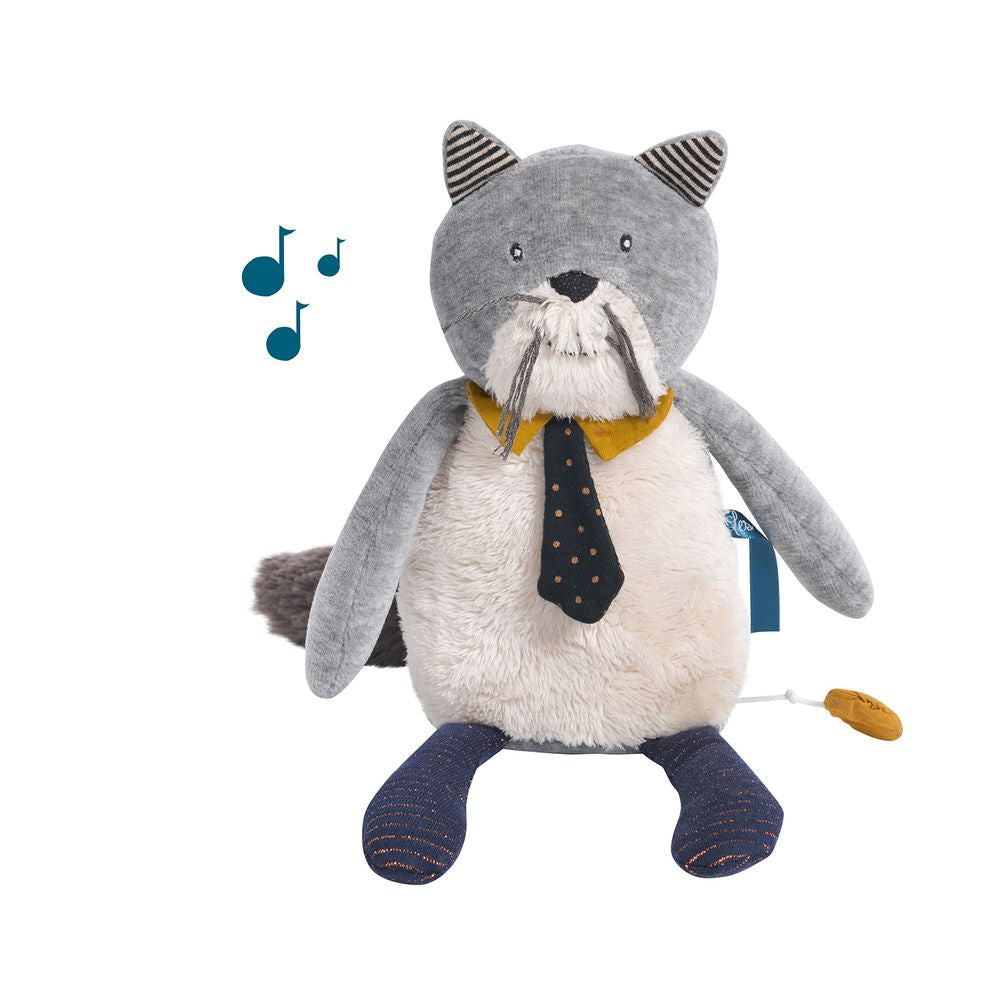 MOULIN ROTY Musical Soft Toy cat “Les Moustaches”