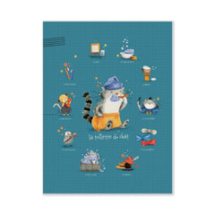 MOULIN ROTY Poster Cat Washing 30x40cm "Les Moustaches"