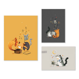 MOULIN ROTY Set of 3 posters 30x40cm "Les Moustaches"