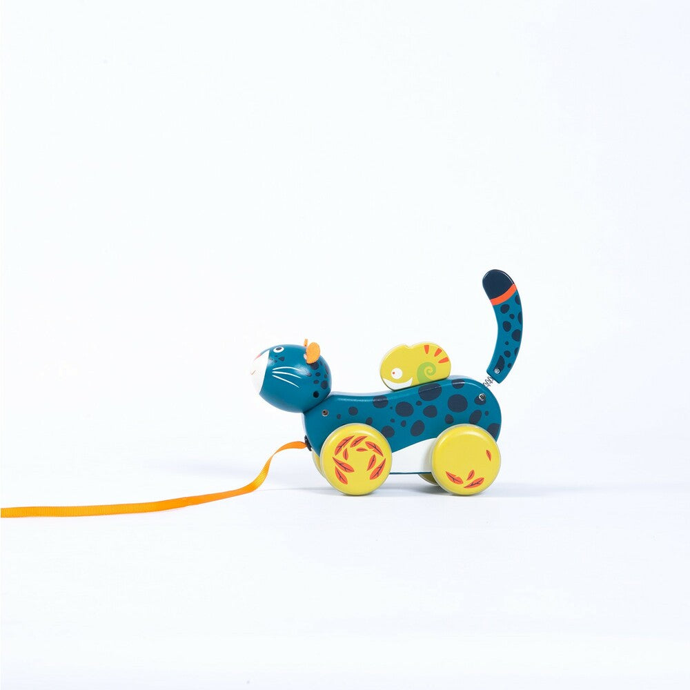 MOULIN ROTY Panther pull along toy "Dans la jungle" (Ungbarnaleikföng ...