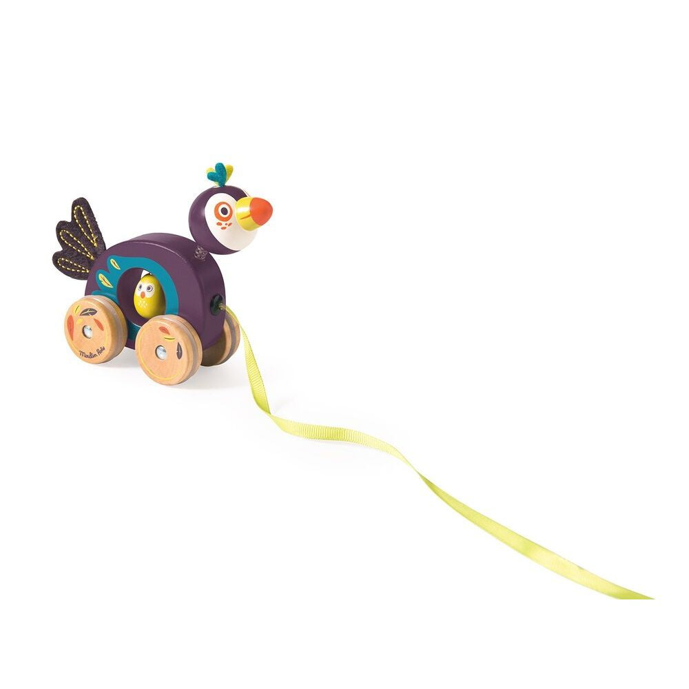 MOULIN ROTY Small toucan pull along toy "Dans la jungle ...