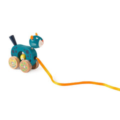 MOULIN ROTY Small panther pull along toy "Dans la jungle"