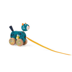 MOULIN ROTY Small panther pull along toy "Dans la jungle"
