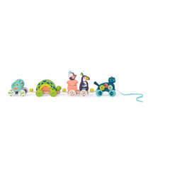MOULIN ROTY Large pull along activity train "Dans la jungle"