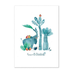 MOULIN ROTY Poster Elephant 50x70cm "Sous mon baobab"