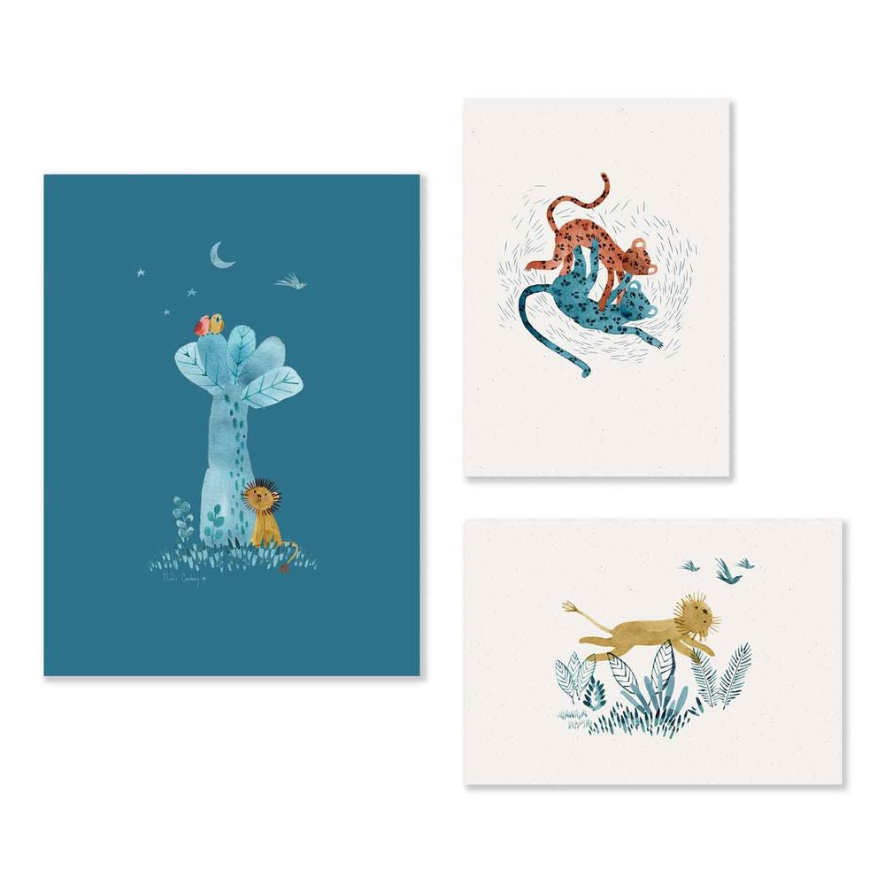 MOULIN ROTY Set Of 3 Posters 30x40cm "Sous mon baobab"
