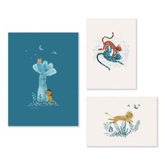 MOULIN ROTY Set Of 3 Posters 30x40cm "Sous mon baobab"