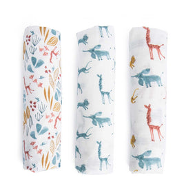 MOULIN ROTY Set of 3 Muslin Square 70x70cm “Sous mon baobab“