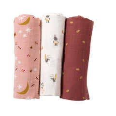 MOULIN ROTY Set Of 3 muslin Square 70x70cm “Après la pluie“